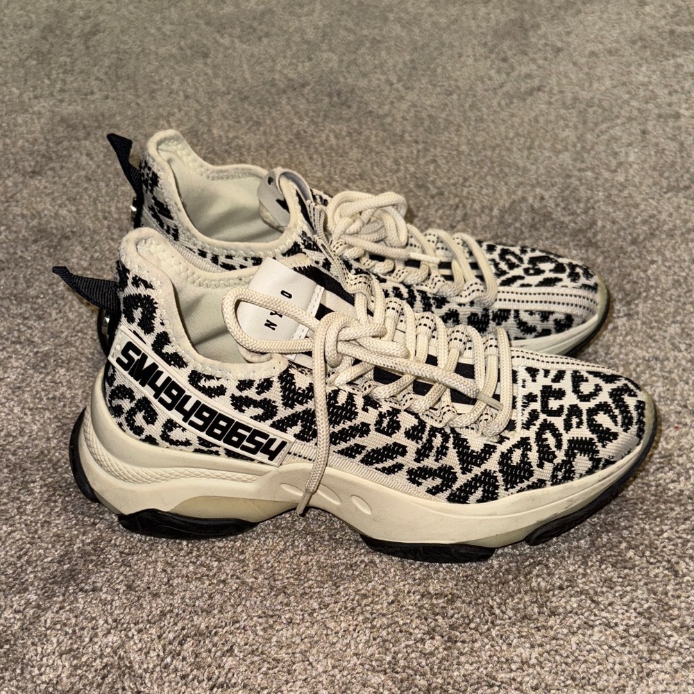 Steve Madden Cream and Black Leopard Sneakers